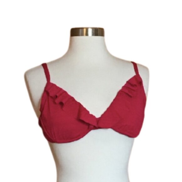 TARGET Bikini Swim Top Underwire 34C Ruffle Berry - Picture 1 of 5